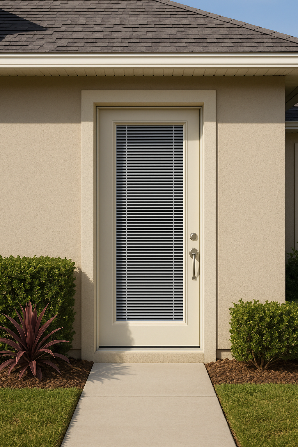 Impact Windows & Doors Tampa - 8' Full Lite Flush - Blinds Raise/Tilt No Grid