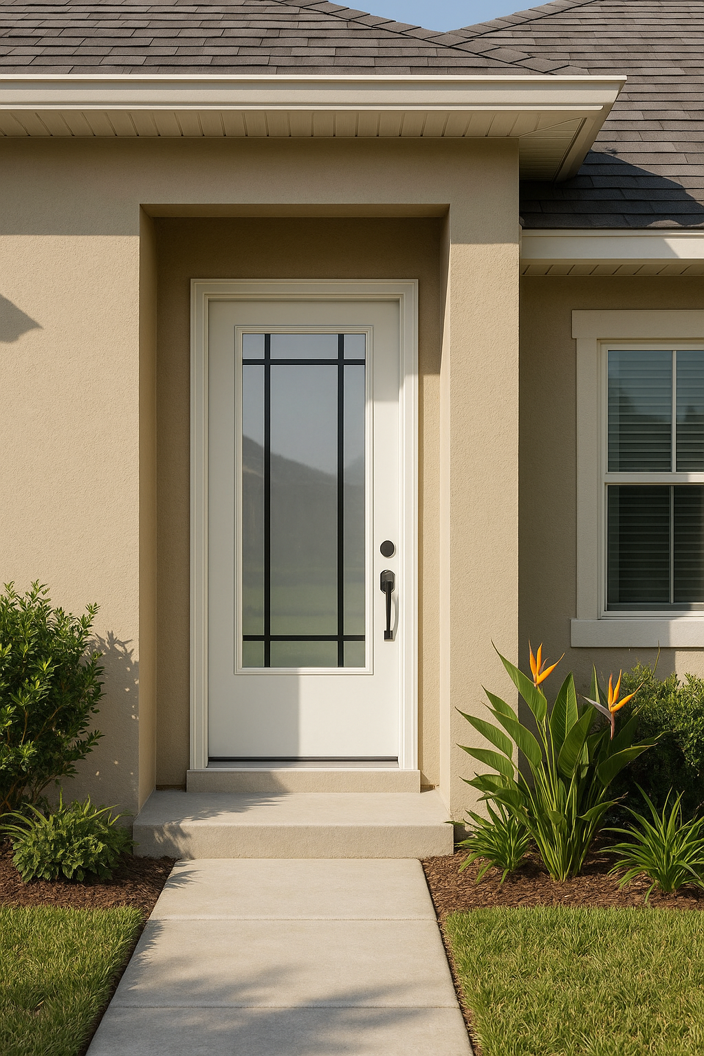 Impact Windows & Doors Tampa - Full Lite Flush - Prairie 9 Lite Flat Bar GBG